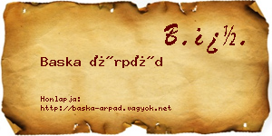 Baska Árpád névjegykártya